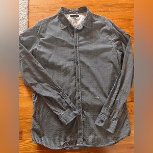 DIESEL long sleeve button down box print shirt.